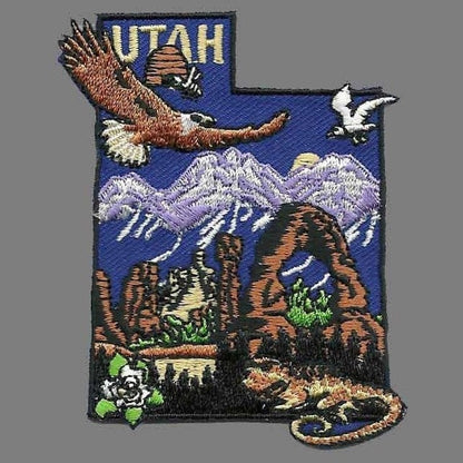 Utah Patch – UT Map – Utah State Shape- Travel Patch Iron On 2.75″