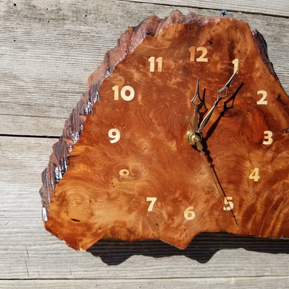 Wood Clock Wall Hanging Redwood Handmade Burl #552 Realtor Gift Redwood Burl Wall Clock Small