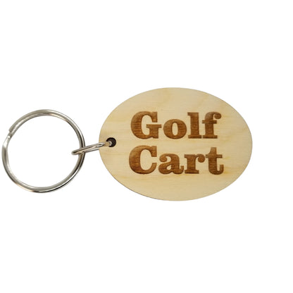 Golf Cart Wood Keychain Key Ring Keychain Gift - Key Chain Key Tag Key Ring Key Fob - Golf Cart Text Key Marker