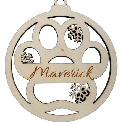 Personalized Paw Christmas Ornament Handmade Wood Ornament Made in USA Pet Ornament Cat Lover Dog Lovers Pet Gift New Pet First Christmas