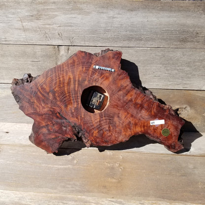 Wood Wall Clock Redwood Burl Hanging Art Rustic Slab #489 Anniversary Gift One of a Kind Unique Gift Handmade LG