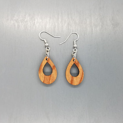 Redwood Earrings - Cutout Teardrop Earrings - California Redwood Dangle Earrings - CA Souvenir Keepsake - Wood Earrings - Wood Gift Women