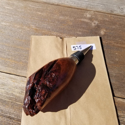 Wine Stopper Redwood Live Edge Rustic Redwood Burl - #575 Hand Turned Handmade Wine Lover Gift - Wood Gift