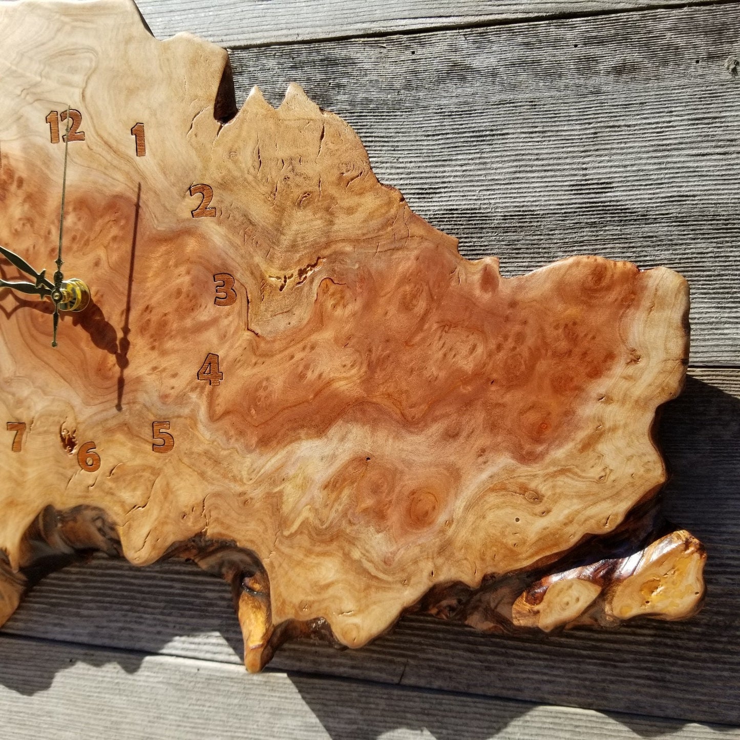 Wood Wall Clock Redwood Clock Handmade Wall Hanging Rustic Wedding Gift Burl Live Edge #428 Anniversary Small Mini