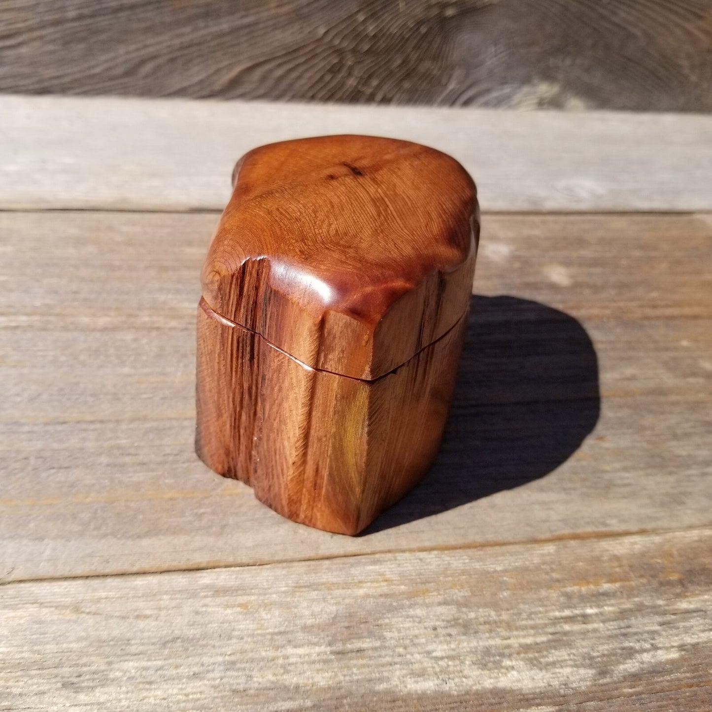 Wood Ring Box Redwood Rustic Handmade California Storage Live Edge Mini #522 Birthday Gift Christmas Gift Mother's Day Gift