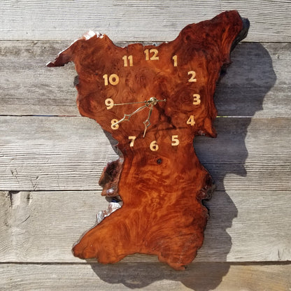 Wood Clock Wall Hanging Redwood Handmade Burl #424 Redwood Burl Wall Clock Small Father Dad Gift Mother Mom Gift