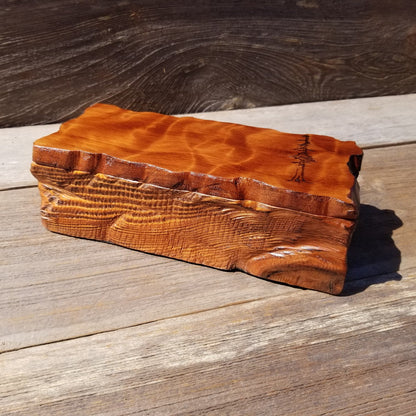 Redwood Jewelry Box Curly Wood Engraved Rustic Handmade California #498 Memento Box, Mom Gift, Anniversary Gift