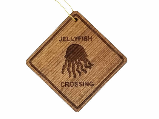 Jellyfish Crossing Ornament - Jellyfish Ornament - Wood Ornament Handmade in USA - Christmas Home Decoration - Jellyfish Christmas