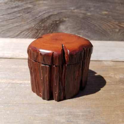 Wood Ring Box Redwood Rustic Handmade California Storage Live Edge Mini #470 Birthday Gift Christmas Gift Mother's Day Gift