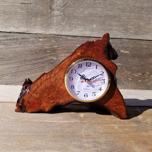 Wood Desk Clock Handmade California Redwood Burl Table Shelf #564 Birthday Gift Wedding Gift Engagement Gift Housewarming Gift