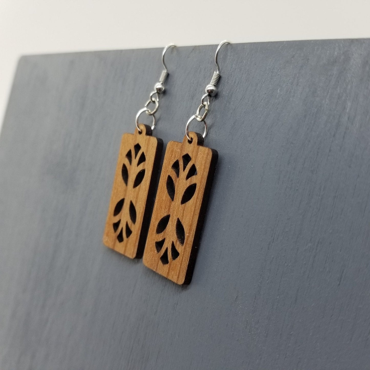 Redwood Earrings - Cutout Branches or Tree Earrings - California Redwood Dangle Earrings - CA Souvenir Keepsake - Anniversary Gift