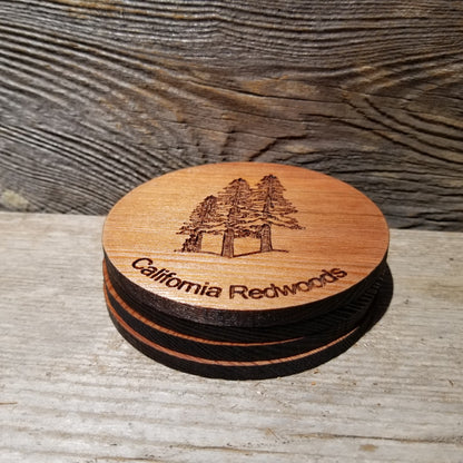 Redwood Trees Wood Coasters - Set of 4 - California Redwood Laser Engraved