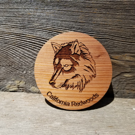 Wolf Wood Coasters - Set of 4 - California Redwood - Souvenir - Wolf Head