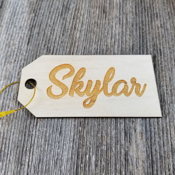 Wood Name Tags Christmas Stockings for Kids, Personalized Wooden