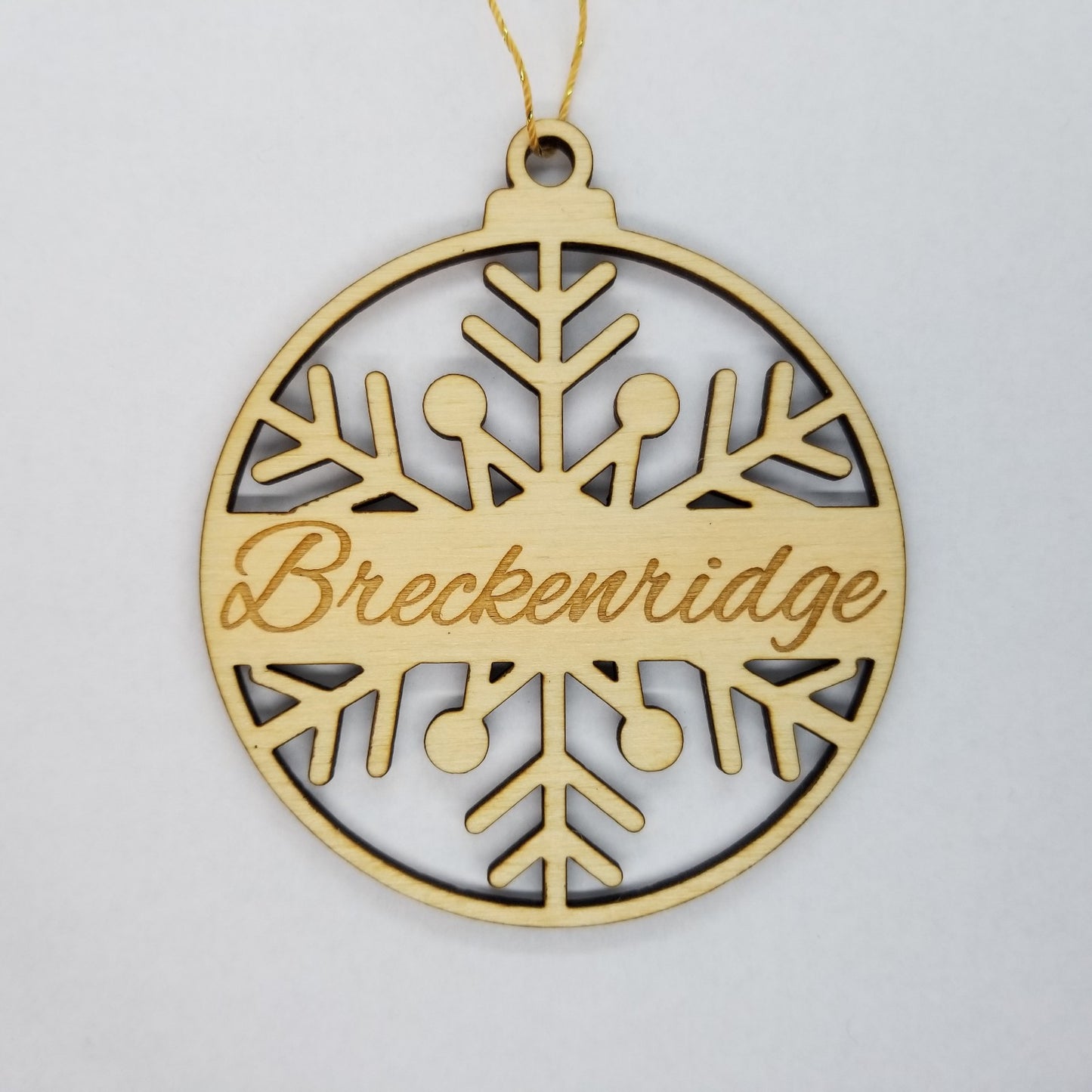 Breckenridge Ornament Handmade Wood Ornament Colorado Souvenir CO Mountain Resort Ski Skiing Skier Gift Snowflake