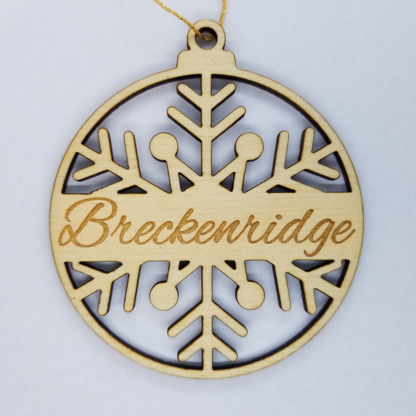 Breckenridge Ornament Handmade Wood Ornament Colorado Souvenir CO Mountain Resort Ski Skiing Skier Gift Snowflake