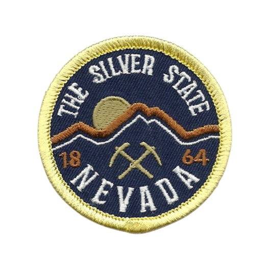 Nevada Patch – The Silver State 1864 – Travel Patch Iron On – NV Souvenir Patch – Embellishment Applique – 2.25" Circle Badge Accessory