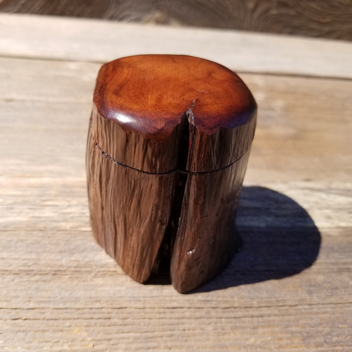 Wood Ring Box Redwood Rustic Handmade California Storage Live Edge Mini #371 Birthday Gift Christmas Gift Mother's Day Gift