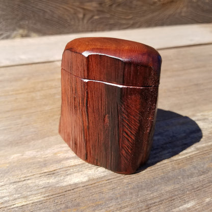 Wood Ring Box Redwood Rustic Handmade California Storage Live Edge Mini #361 Birthday Gift Christmas Gift Mother's Day Gift