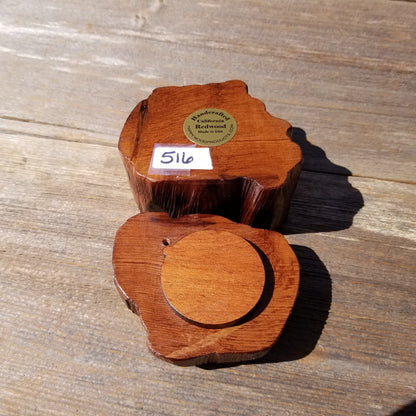 Wood Ring Box Redwood Rustic Handmade California Redwood #516 Jewelry Box Storage Box Token Ashes