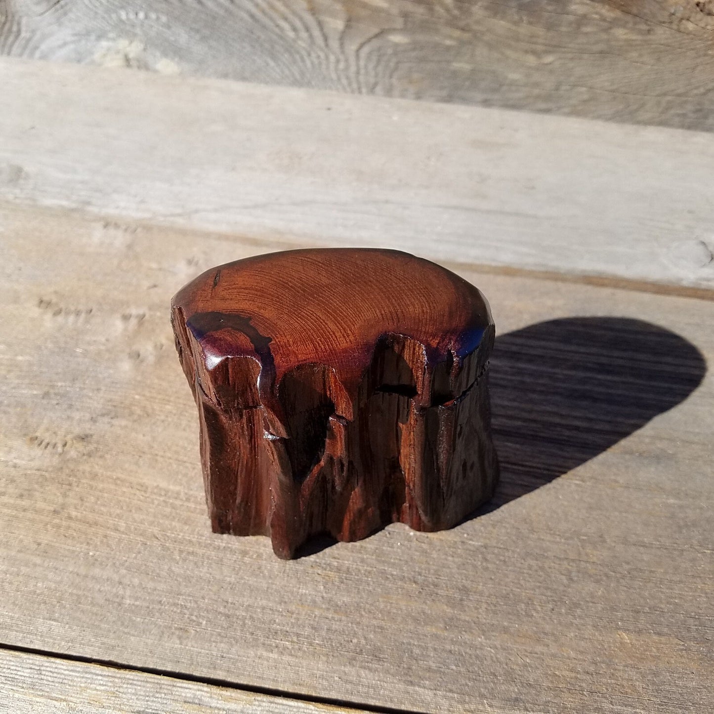 Wood Ring Box Redwood Rustic Handmade California Storage Live Edge Mini #330 Birthday Gift Christmas Gift Mother's Day Gift