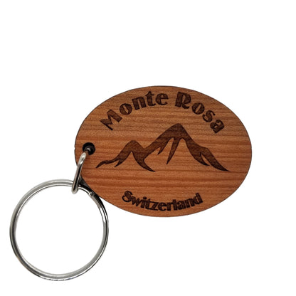 Monte Rosa Keychain Switzerland Mountains Handmade Wood Keyring Souvenir Travel Gift Tag Key Ring Monterosa Ski Resort Pennine Alps Italy