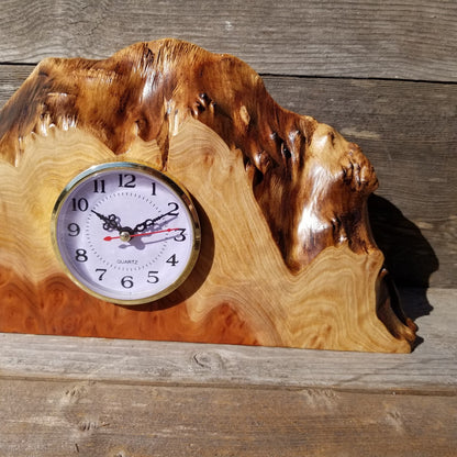 Redwood Wood Clock Redwood Burl Clock Table Shelf Mantle Desk Office #562 2 Tone Sitting Wood Red Wood 5th Anniversary