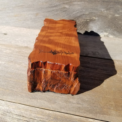 Handmade Wood Box with Redwood Tree Engraved Rustic Handmade Curly Wood #435 California Redwood Jewelry Box Storage Box