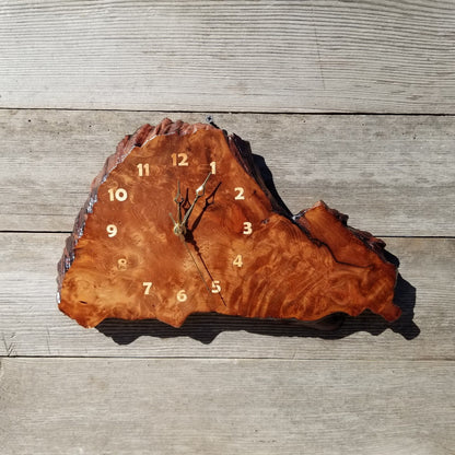 Wood Clock Wall Hanging Redwood Handmade Burl #552 Realtor Gift Redwood Burl Wall Clock Small