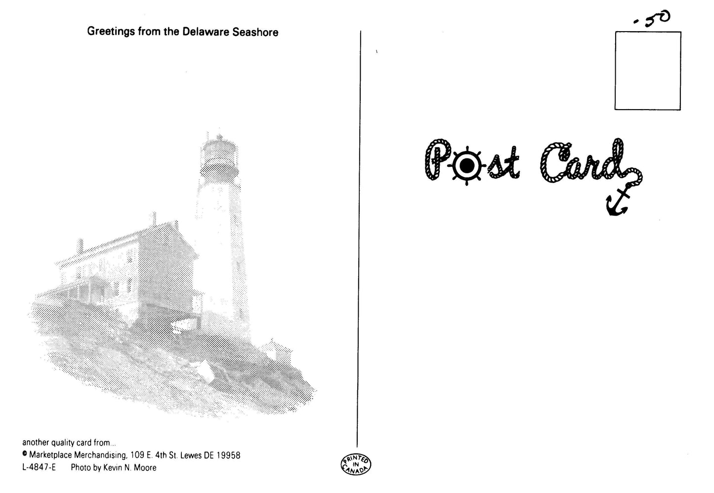 Vintage Delaware Postcard 4x6 Delaware Seashore Marketplace Merchandising Kevin Moore