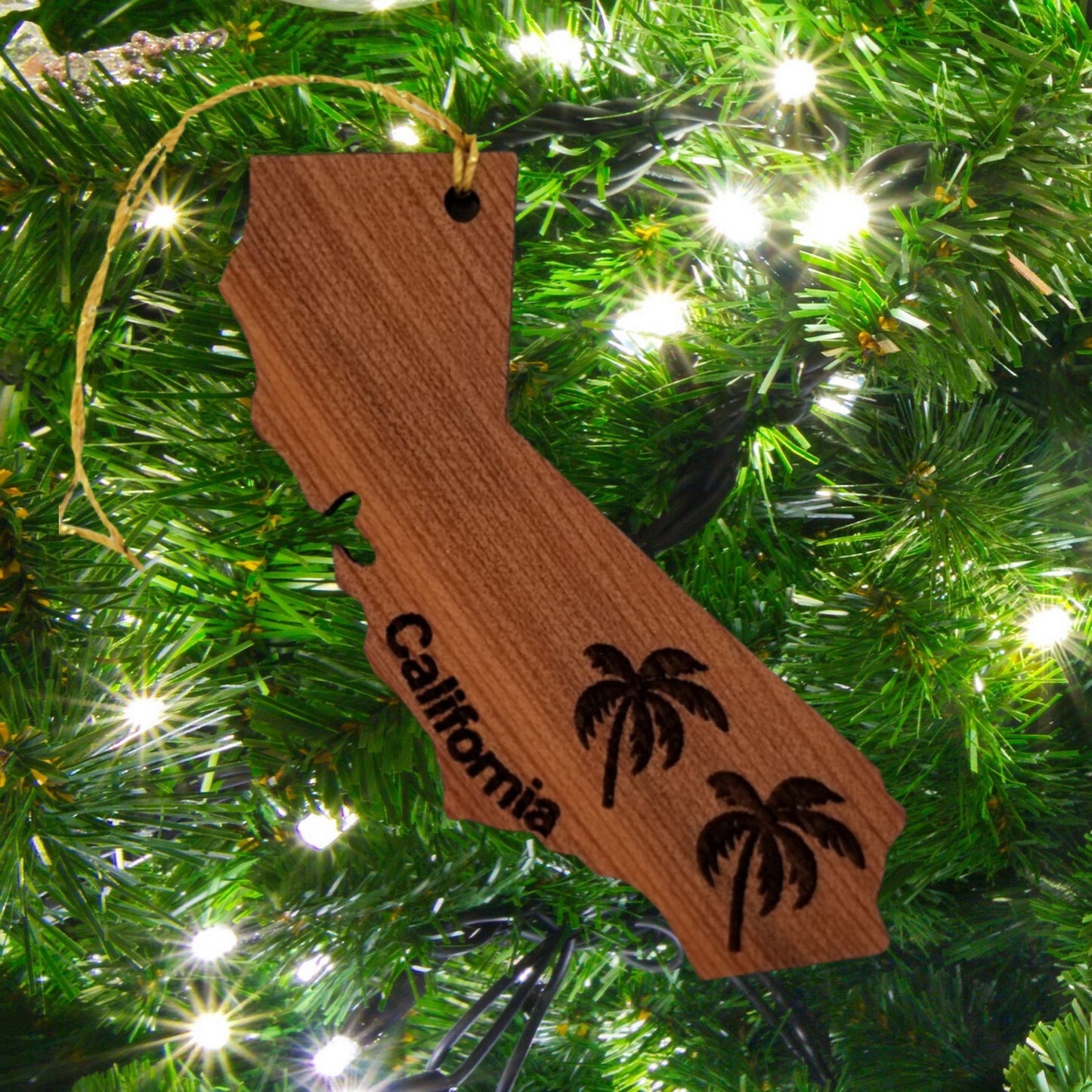 Wholesale California Christmas Ornament Palm Trees Wood Souvenir State Shape