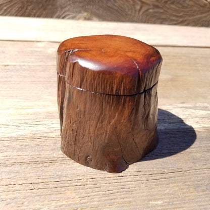 Wood Ring Box Redwood Rustic Handmade California Storage Live Edge Mini #371 Birthday Gift Christmas Gift Mother's Day Gift