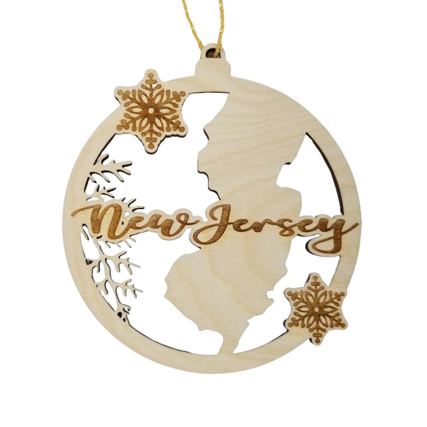 Wholesale New Jersey Ornament - State Shape with Snowflakes Cutout NJ Souvenir