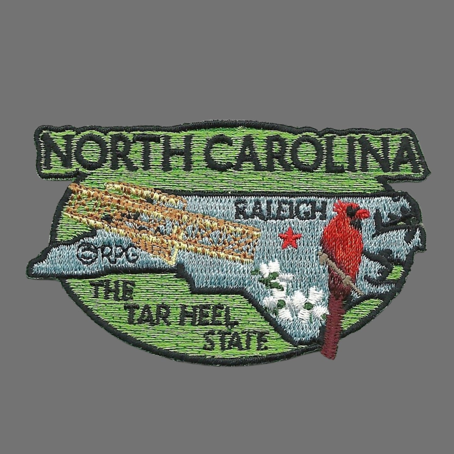 North Carolina Patch – NC State Travel Patch Souvenir Applique 3" Iron On The Tar Heel State Raleigh Cardinal Wright Flyer Flowering Dogwood