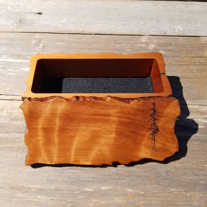 Redwood Jewelry Box Curly Wood Engraved Rustic Handmade California #499 Memento Box, Mom Gift, Anniversary Gift