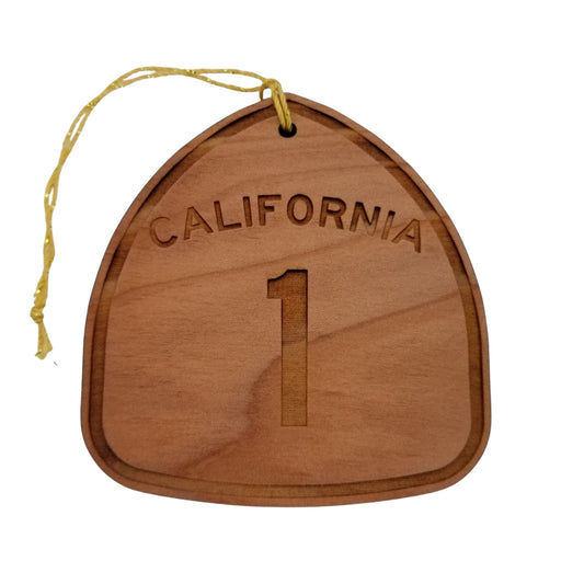 California 1 Ornament US Hwy Highway Road Sign Wood Ornament Made in USA Christmas Handmade Travel Souvenir Gift #15230