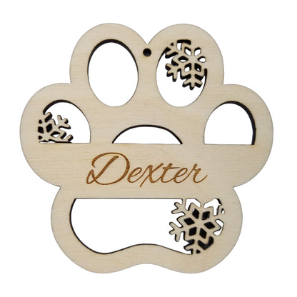 Pet Paw Personalized Ornament Handmade Wood Christmas Ornament Made in USA Pet Ornament Cat Lover Dog Lovers Pet Gift New Pet First