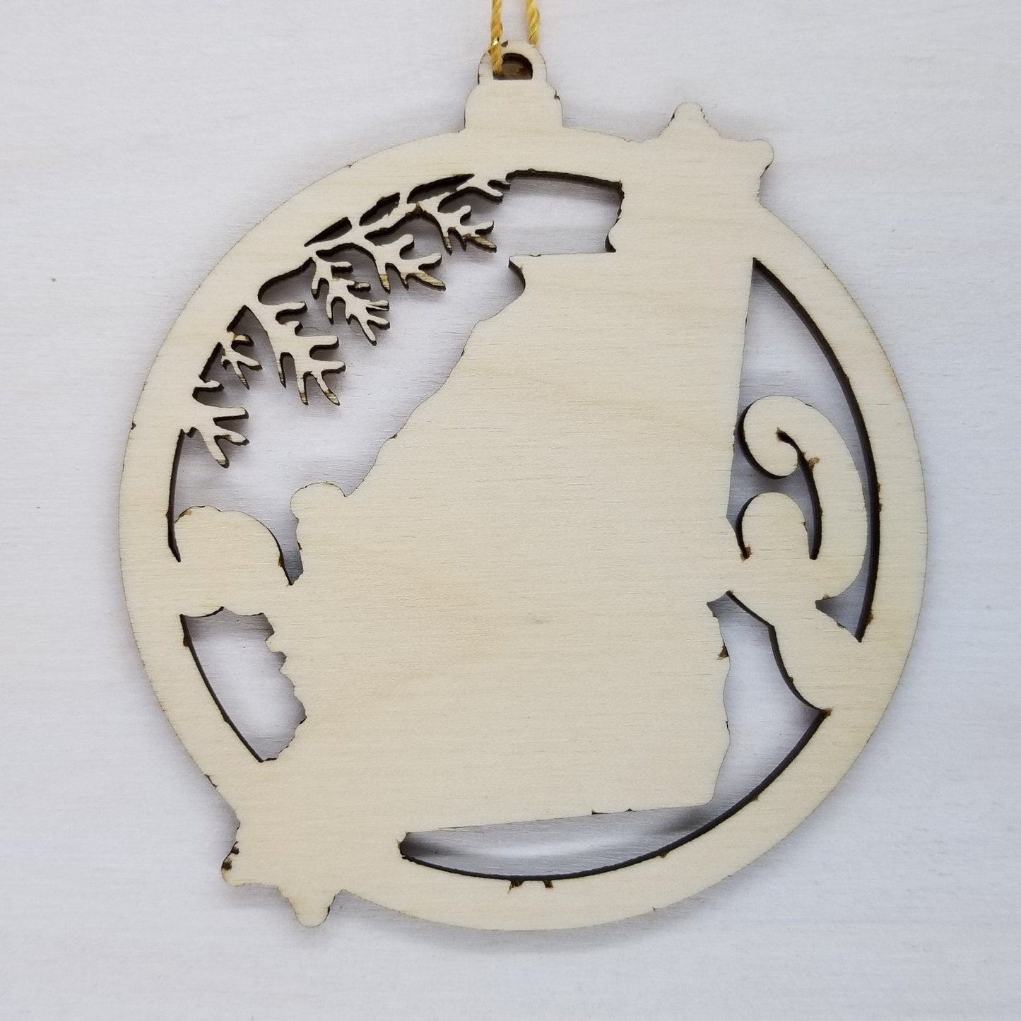 Wholesale Georgia Ornament - State Shape with Snowflakes Cutout GA Souvenir