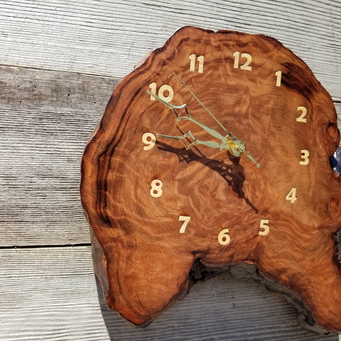 Redwood Clock Handmade Wall Hanging Rustic Burl Live Edge #487 Anniversary Gift Wedding Gift One Of a Kind Small Wall Clock