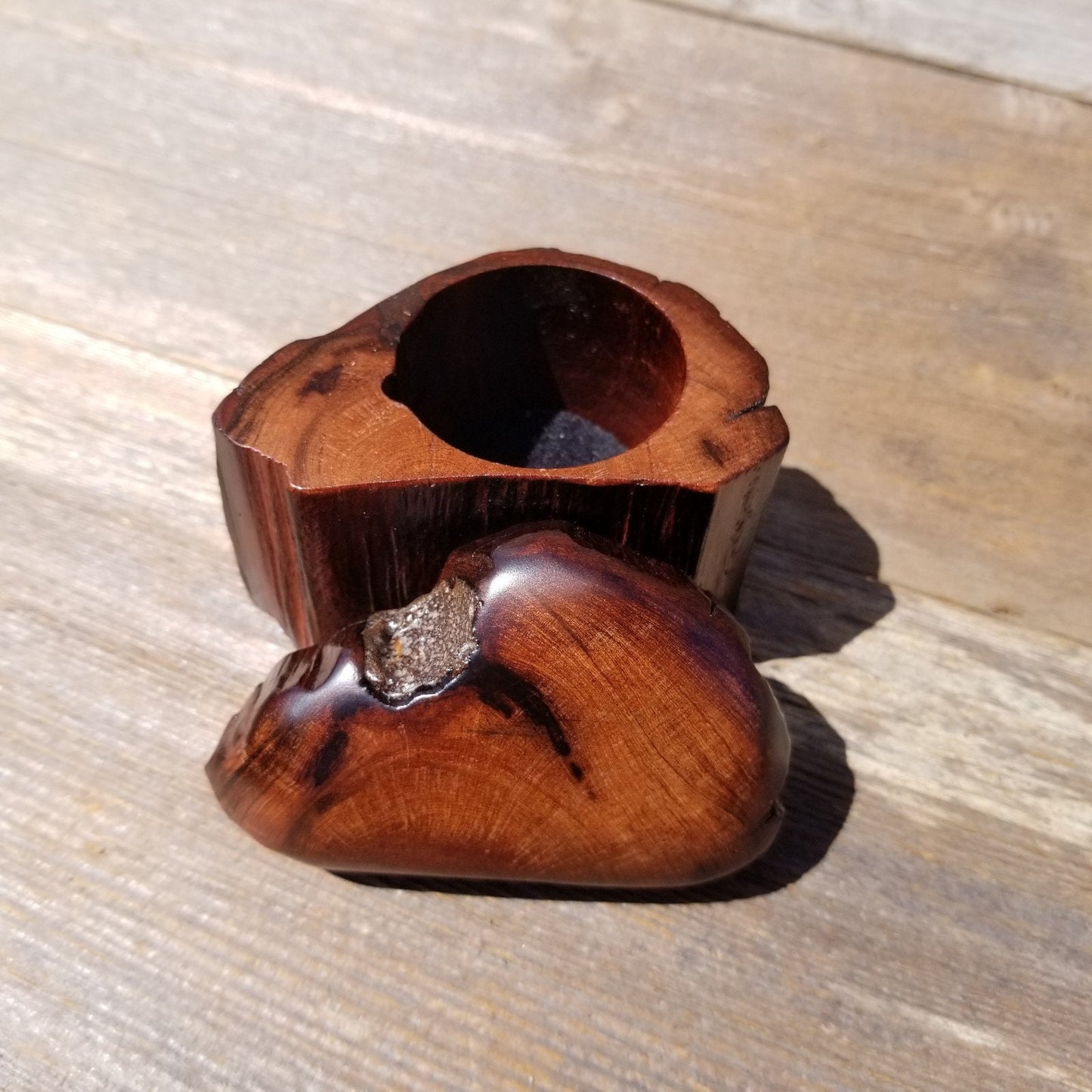 Wood Ring Box Redwood Rustic Handmade California Storage Live Edge Mini #465 Birthday Gift Christmas Gift Mother's Day Gift