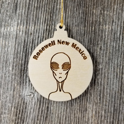 Rosewell New Mexico Alien Christmas Ornament Laser Cut Wood Handmade Made in USA Travel Gift Souvenir Memento NM