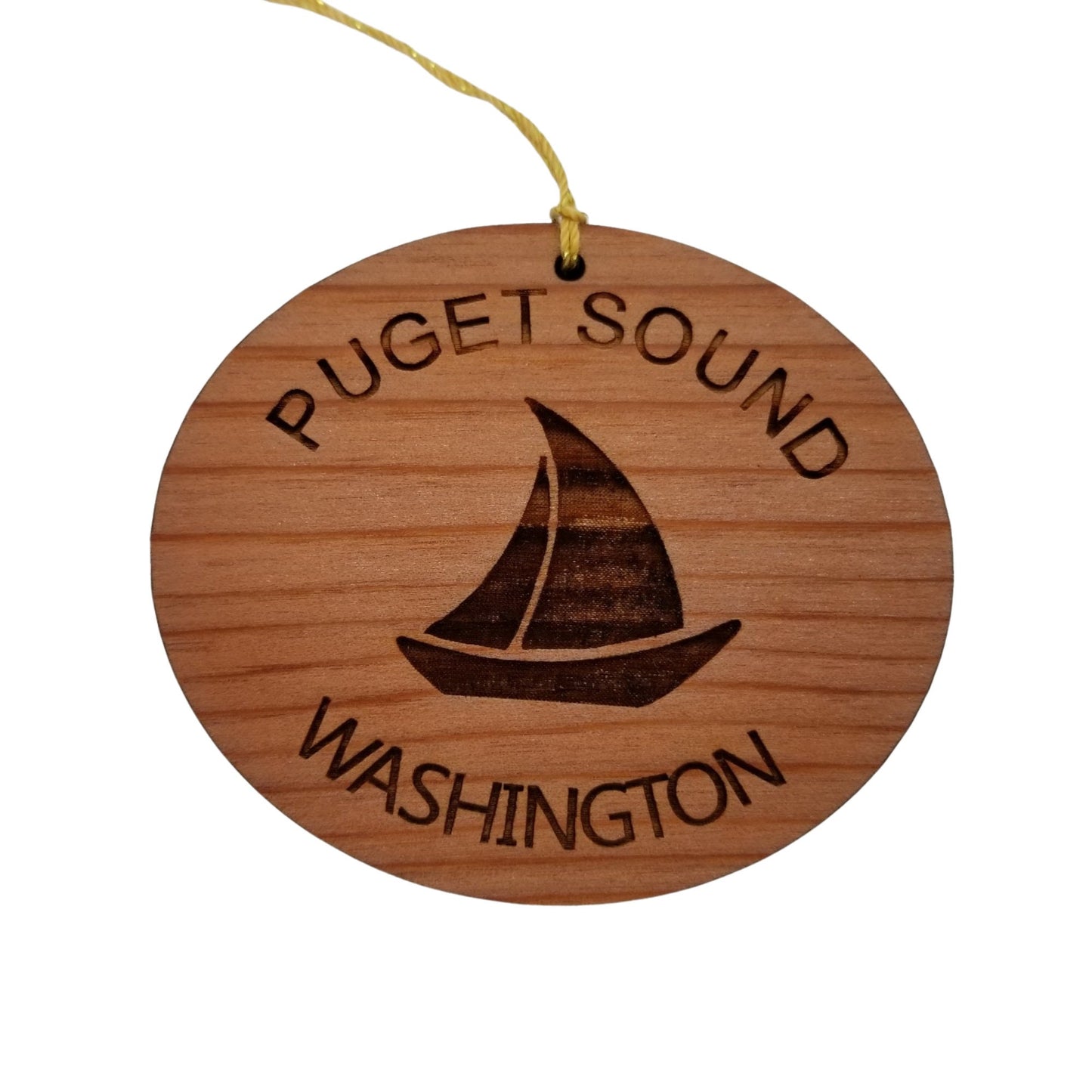 Wholesale Puget Sound Washington Ornament - Wood WA Souvenir Sailing Sailboat
