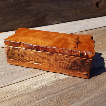 Redwood Jewelry Box Curly Wood Engraved Rustic Handmade California #500 Memento Box, Mom Gift, Anniversary Gift