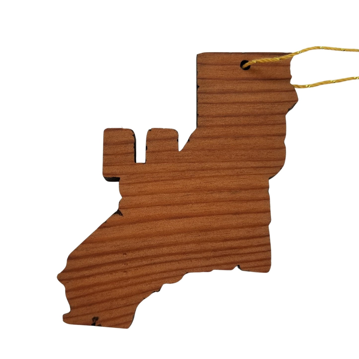 California State Christmas Ornament Bubble Spellout Letters Handmade Wood Ornament Made in USA Laser Cut Cutout Shape CA Souvenir