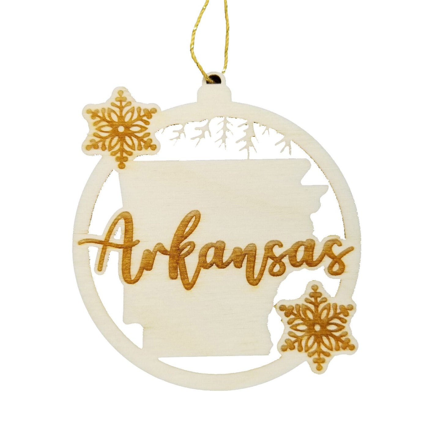 Wholesale Arkansas Ornament - State Shape with Snowflakes Cutout AR Souvenir