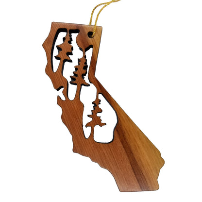 California State Wood Christmas Ornament 2 Tone Redwood Laser Cut Handmade Made in USA Housewarming Gift Souvenir Memento