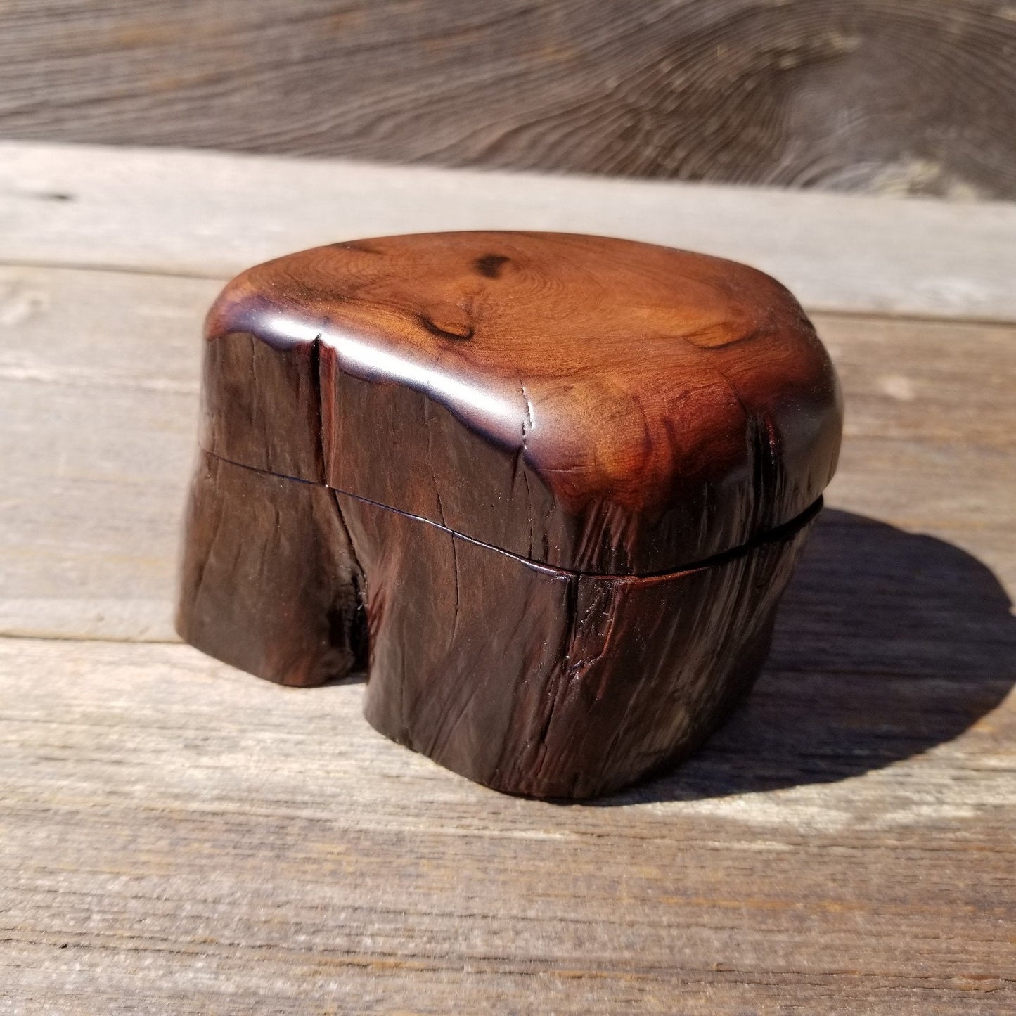 Wood Ring Box Redwood Rustic Handmade #523 California Storage Live Edge Mini Birthday Gift Christmas Gift Mother's Day Gift