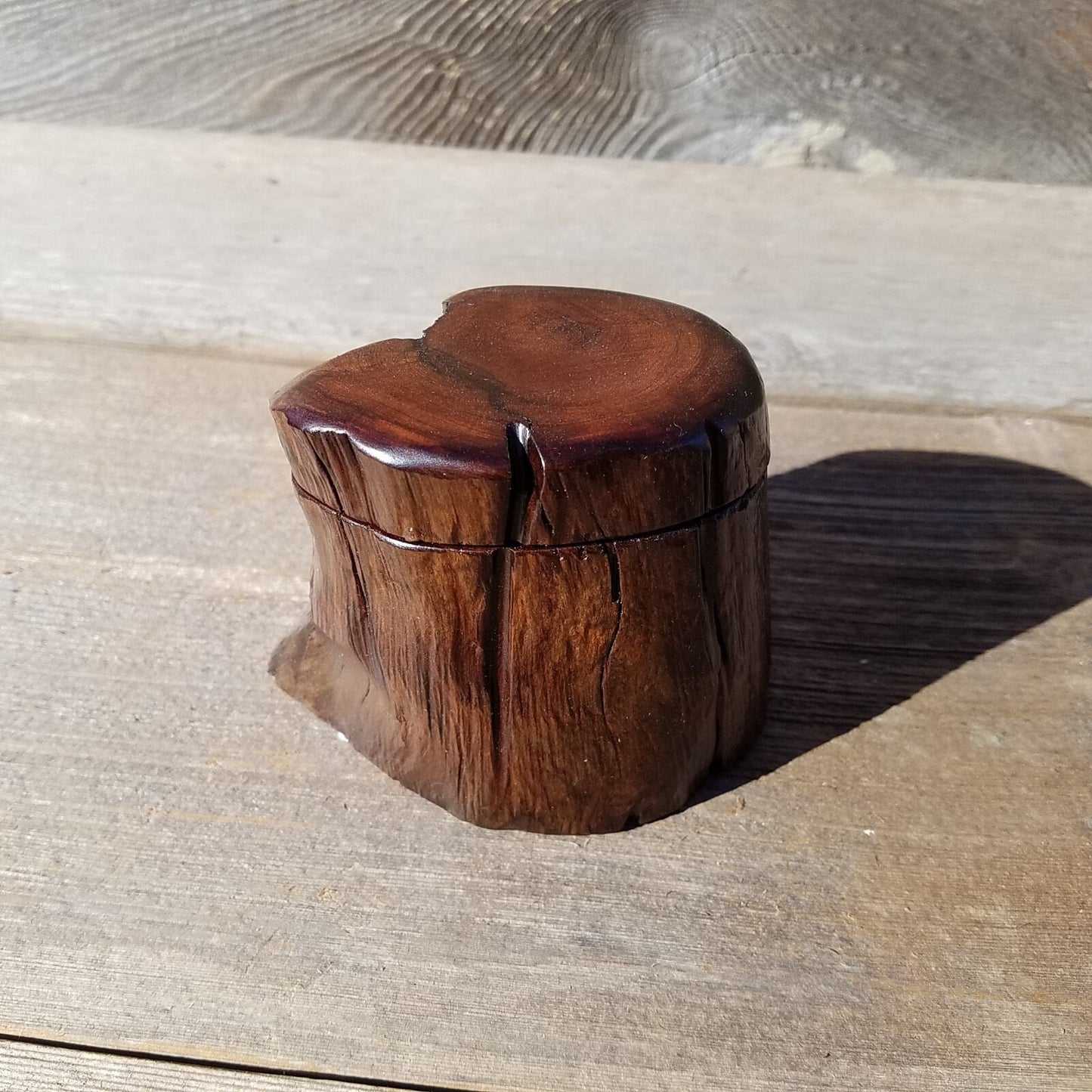 Wood Ring Box Redwood Rustic Handmade California Storage Live Edge Mini #340 Birthday Gift Christmas Gift Mother's Day Gift