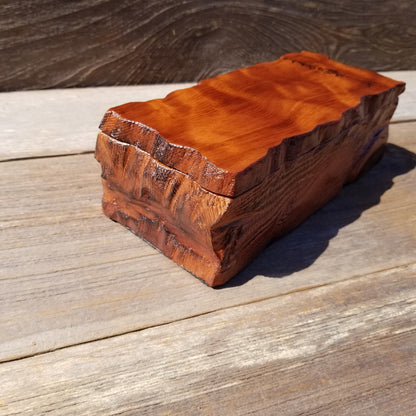 Redwood Jewelry Box Curly Wood Engraved Rustic Handmade California #498 Memento Box, Mom Gift, Anniversary Gift