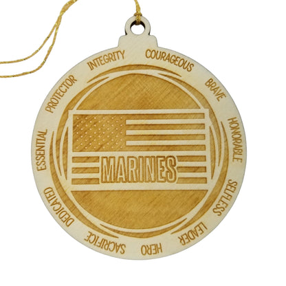 Marines Christmas Ornament - Character Traits - Handmade Wood Ornament -  Gift for Marines Members - United States Military Ornament